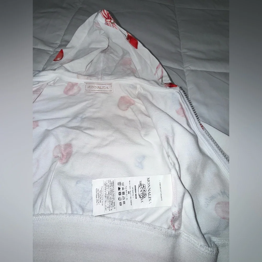 MonnaLisa White Cherry & Bow Hooded Zip Pajama Set - Picture 4 of 4